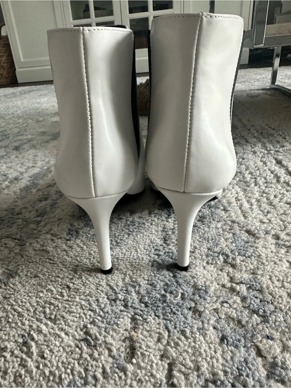 INC International ConceptsWhite Ankle Boots with Black Elastic Panel 9.5